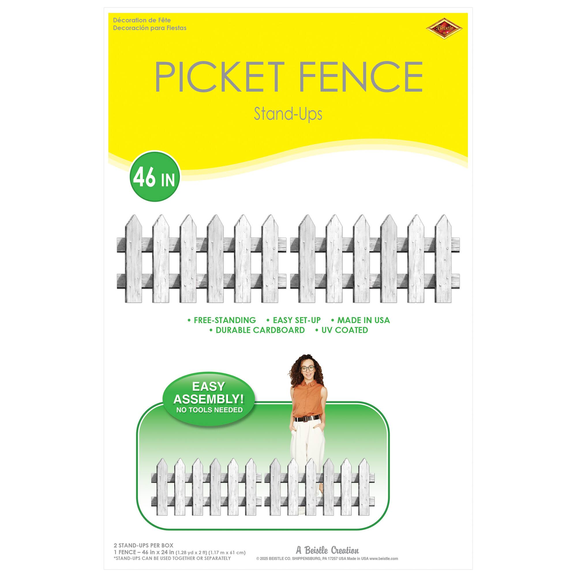Beistle 24" x 46" White Picket Fence Stand-Ups, 2ct.